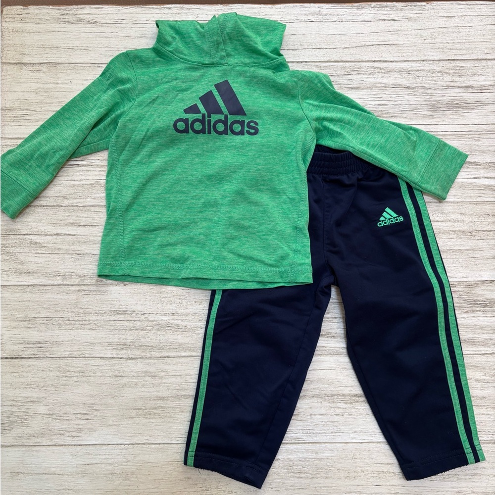 Adidas Kids Green and Navy Matching Set